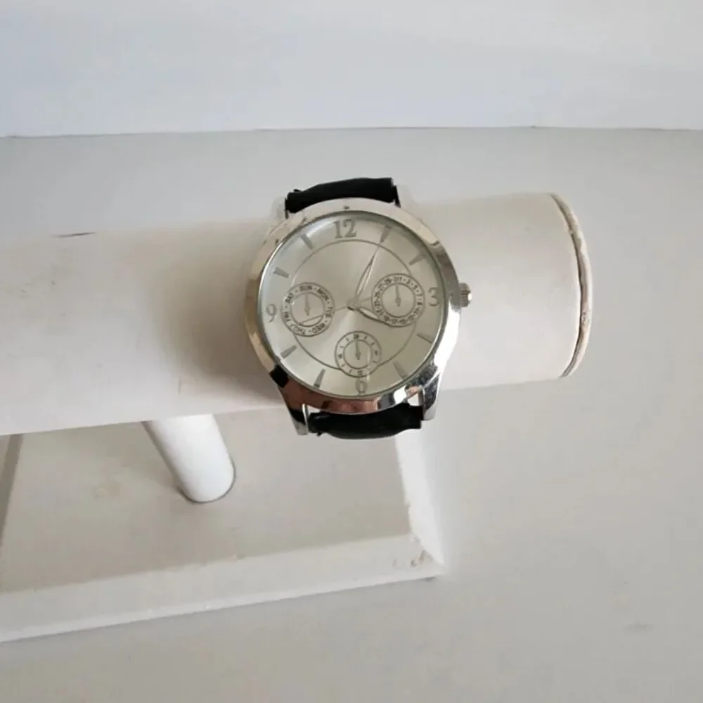 Multifunction Fashion Faux Leather Black Watch *flaw